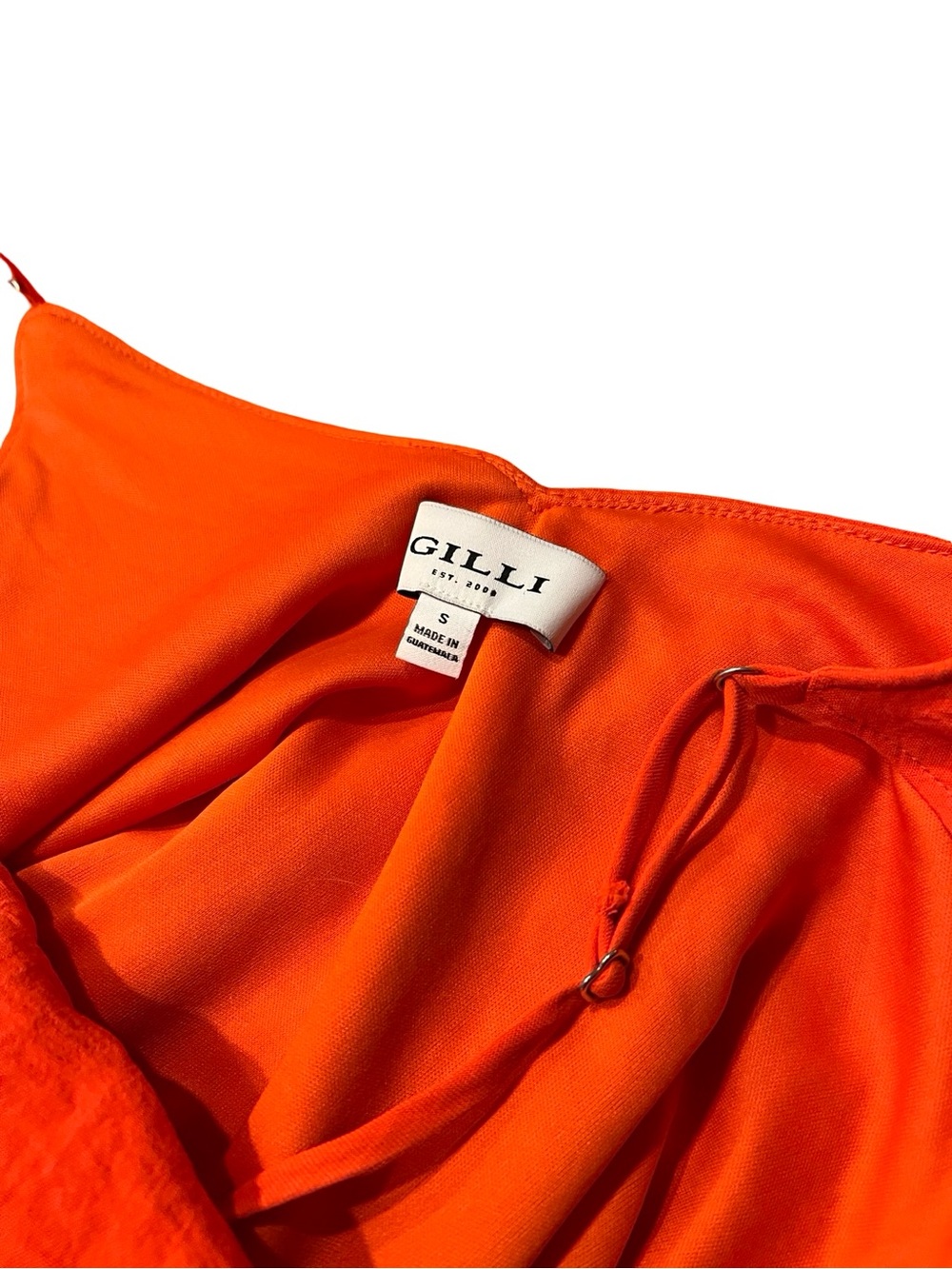 Gilli Size Small Orange Red Maxi Dress Spaghetti Strap Tie Waist Resort Vacation - Picture 4 of 4